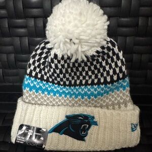 New Era NFL Carolina Panthers Cuff Beanie Toboggan Winter Hat Womens Blue White